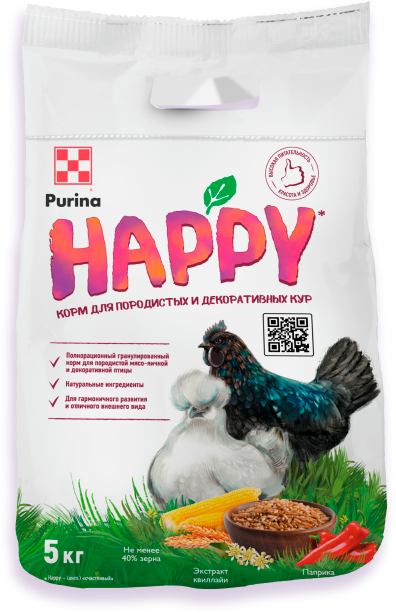 Новый корм Happy для кур